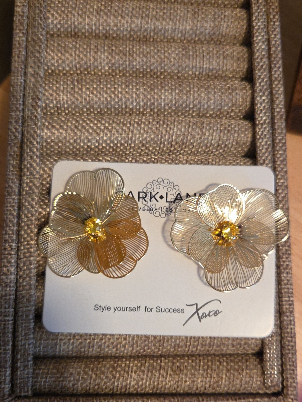 Park Lane Gold Floral Filigree Stud Earrings with Yellow Centers